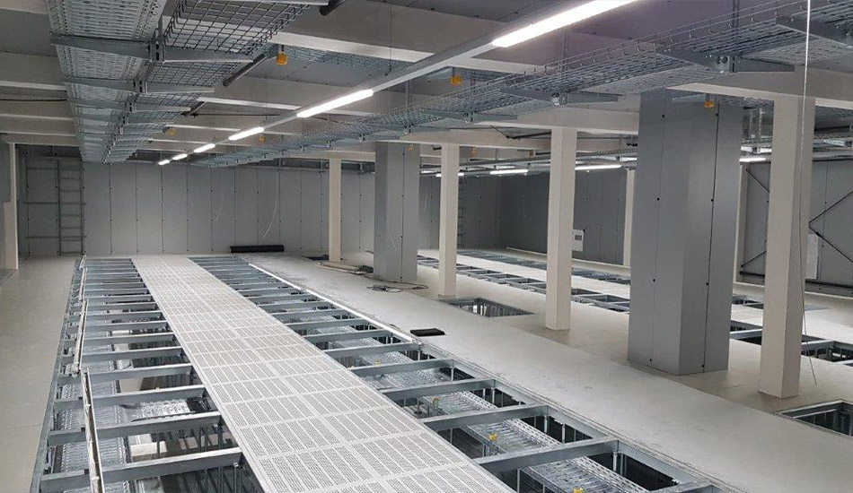 Empty space where infrastructure for future data centers is already attached