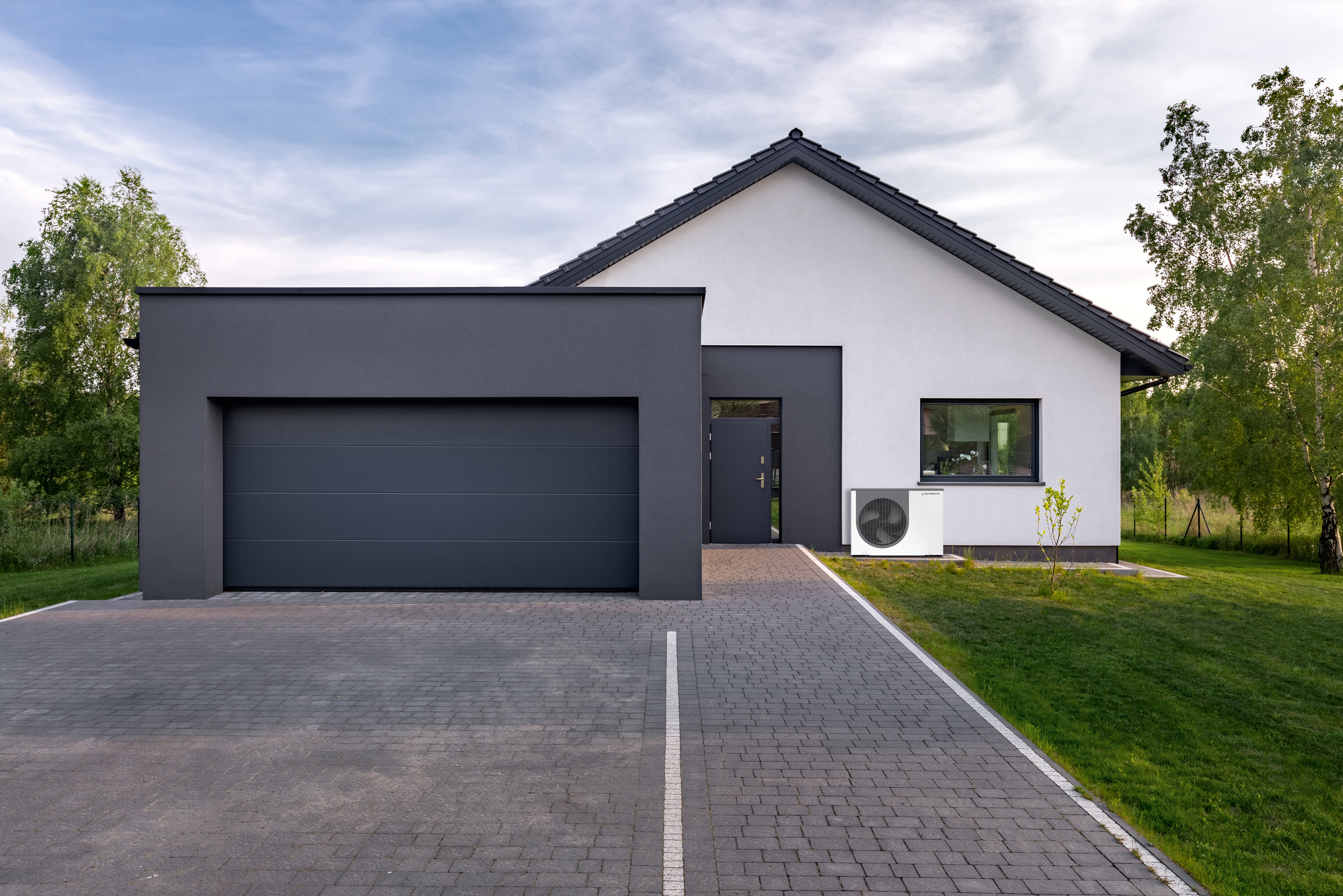 Haus mit Wärmepumpen ausgestattet