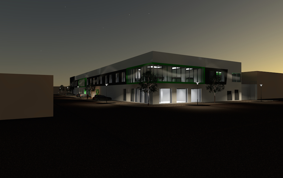 inexio building at night