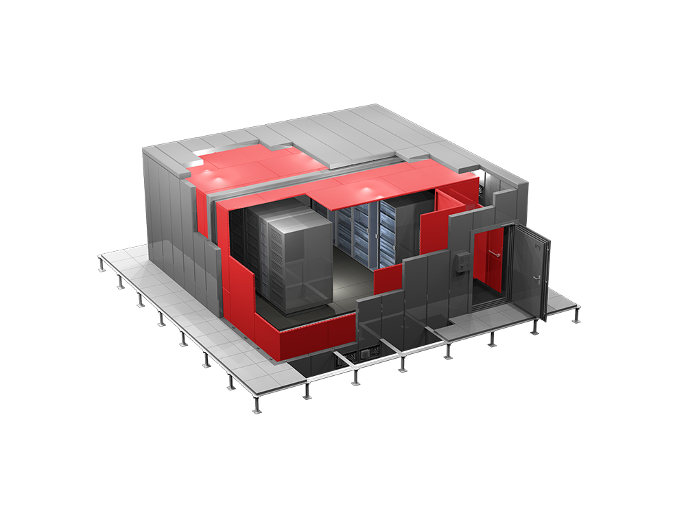 Rechenzentrum-Raum mit Darstellung unserer Shielding-Technologie