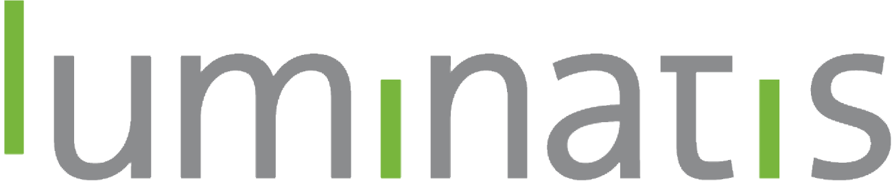 Hellgraue Schrift "Luminatis" Das L und die zwei i sind grün