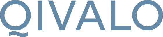 hellblaue Schrift"Qivalo"